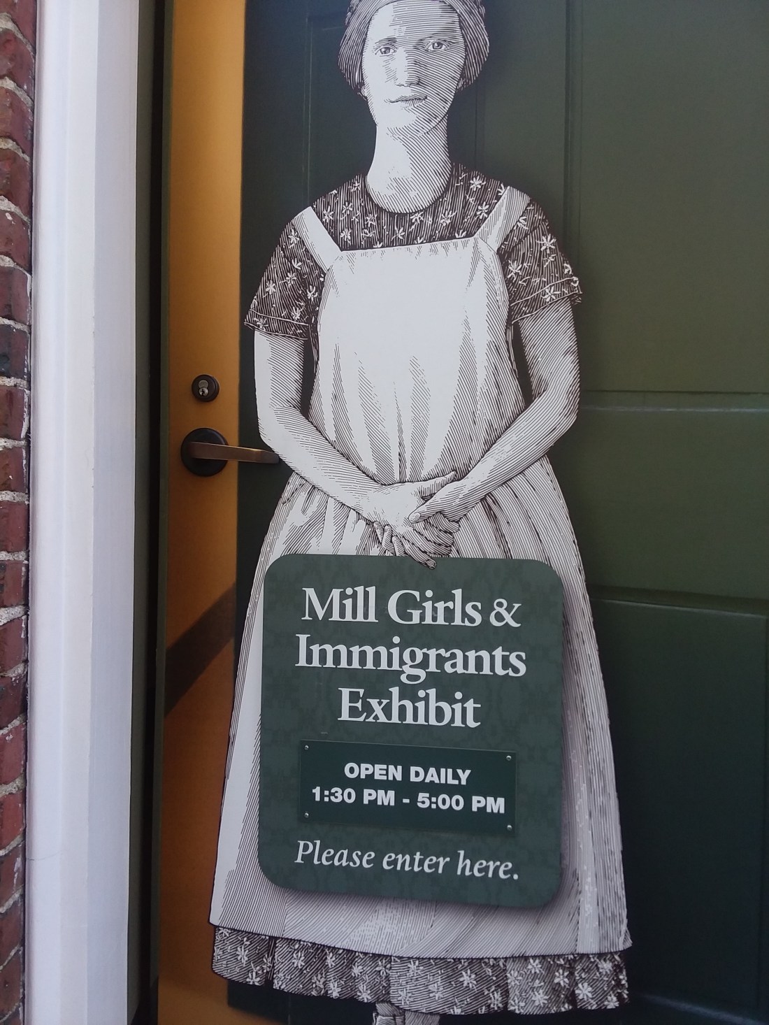 boarding house girl in entrance door