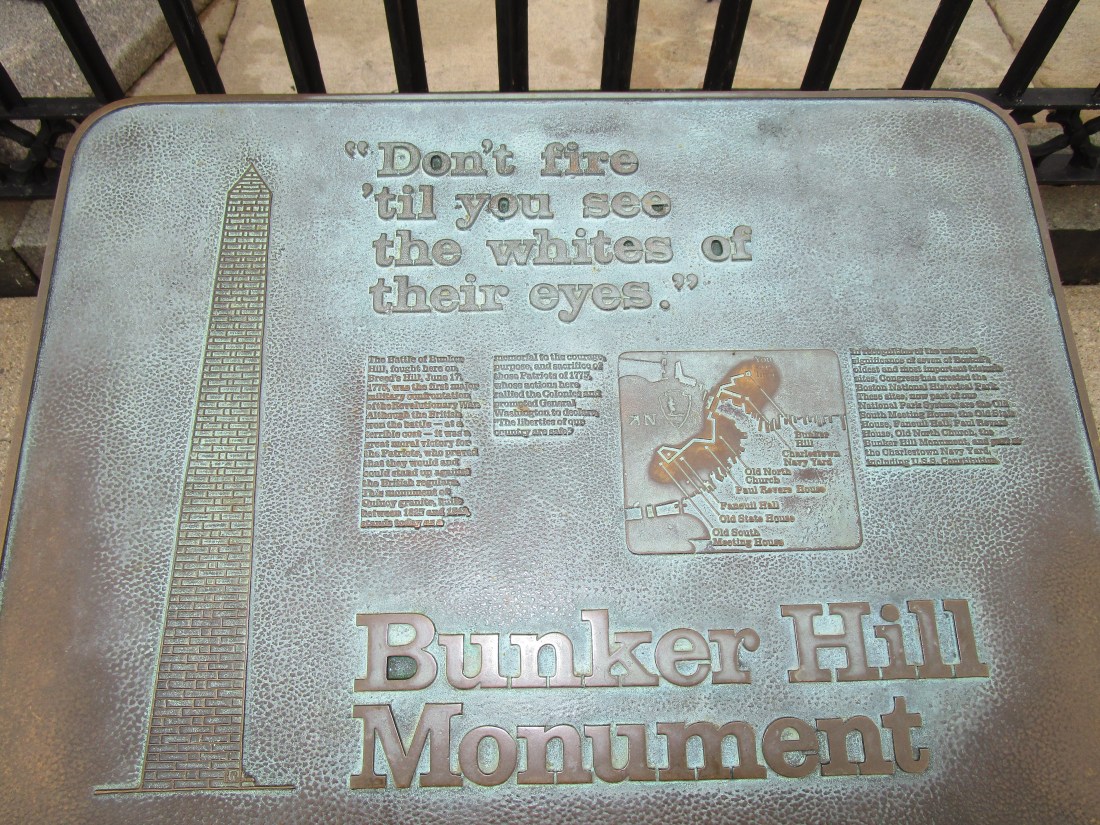 Bunker hill plaque dont fire whites of eyes