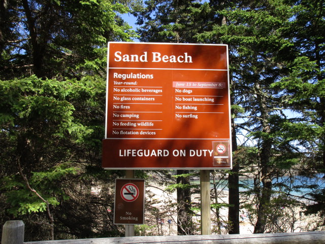 Acadia Sand Beach sign