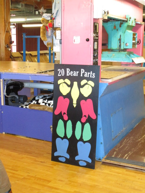 Vermont Teddy Bear tour stop 1 cutting number of parts in bear