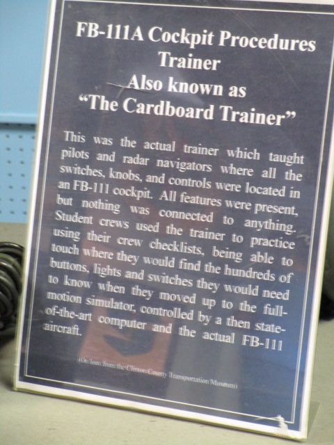PAFB Museum plattsburg air base F111 B initial trainer explained
