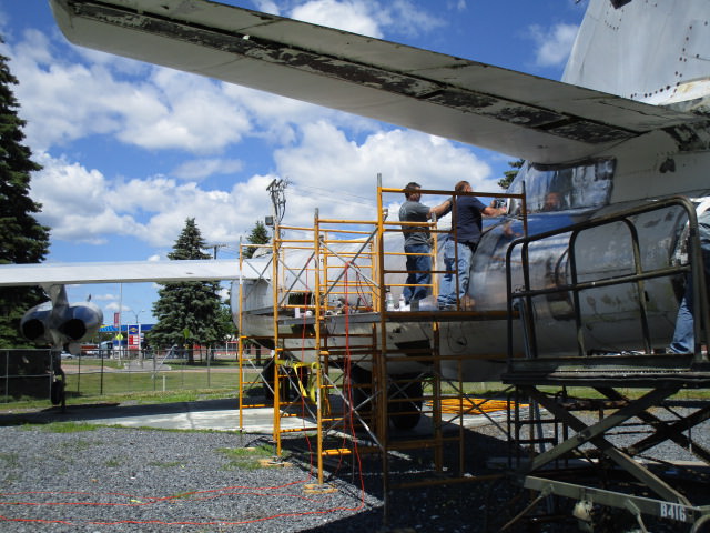 plattsburgh air force museum work on B47 polishing