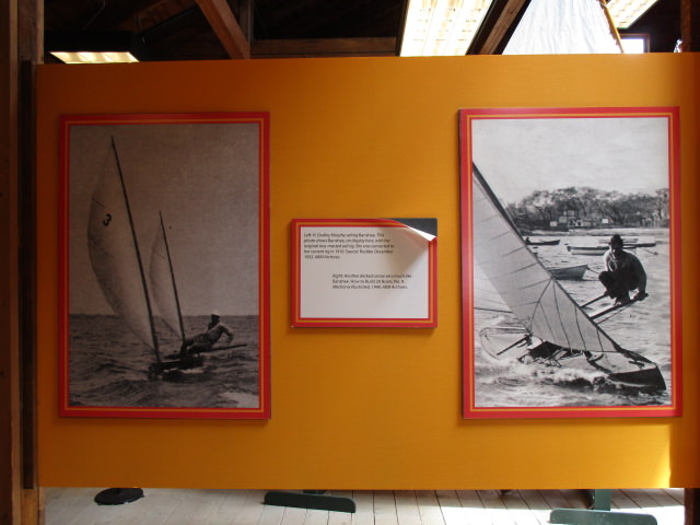 small craft building sailing canoe on the lake picture