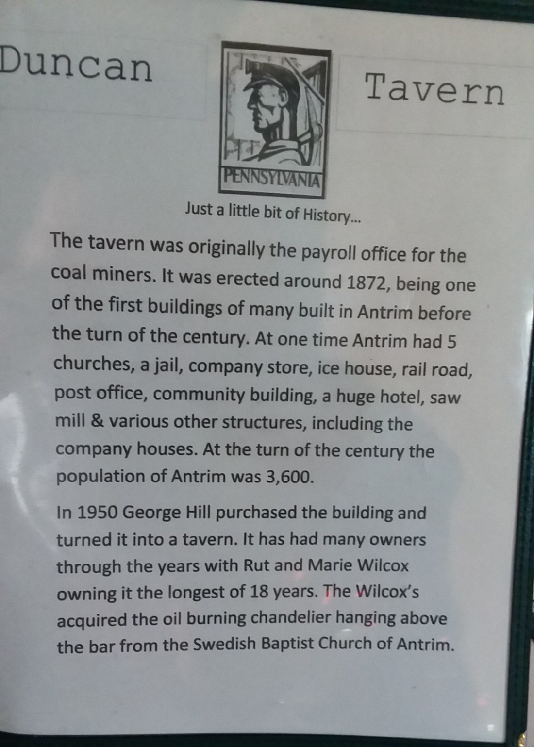 Duncan Tavern Supper