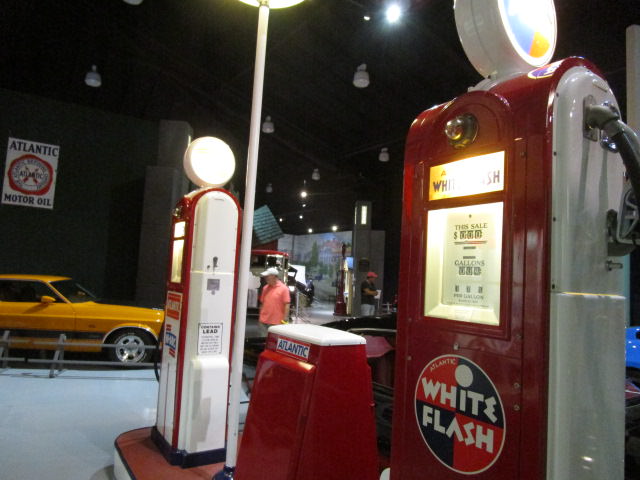 early gas station with two pumps.