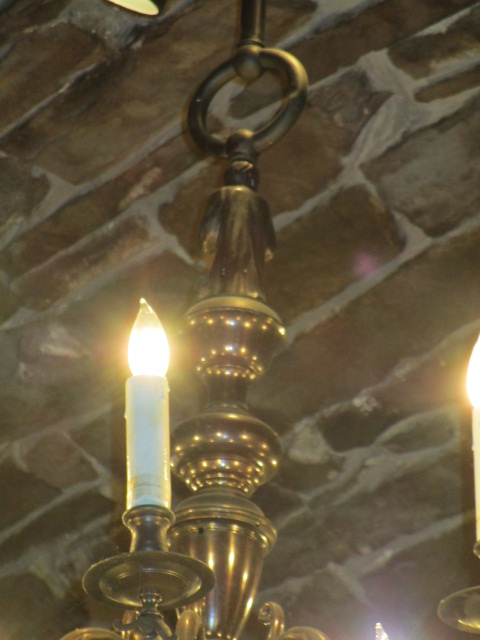 lamp with monk on top close up